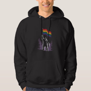 Bigfoot Rock On LGBTQ Progressive New Pride Flag Hoodie
