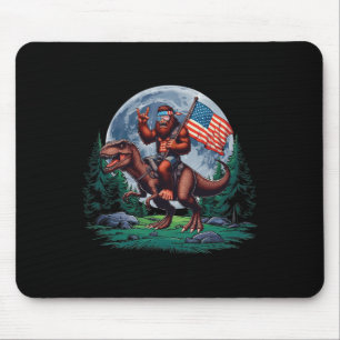 Bigfoot Rock On Mullet Bandanna Riding T-rex Full Mouse Pad