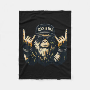 Bigfoot Rock On Sasquatch Heavy Metal Vibes Men Wo Fleece Blanket