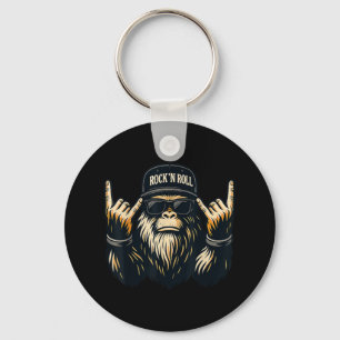 Bigfoot Rock On Sasquatch Heavy Metal Vibes Men Wo Key Ring