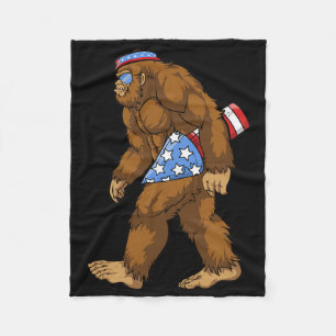 Bigfoot Rocket American Pride 4th Of July Funny Sa Fleece Blanket