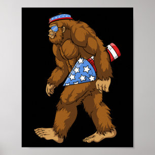 Bigfoot Rocket American Pride 4th Of July Funny Sa Poster