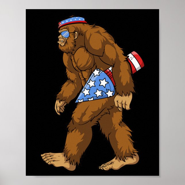 Bigfoot Rocket American Pride 4th Of July Funny Sa Poster (Front)