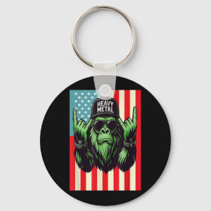 Bigfoot Rocks Sasquatch 4th Of July Aamerican Usa Key Ring