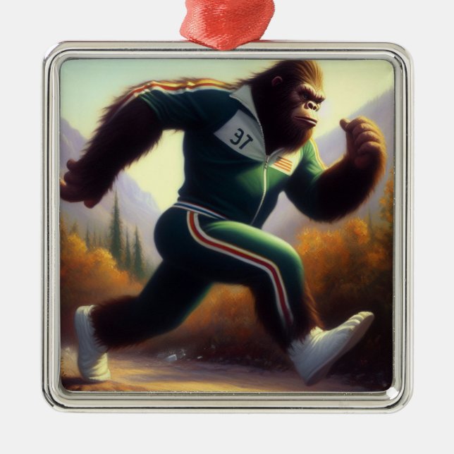 Bigfoot Running Metal Ornament (Front)