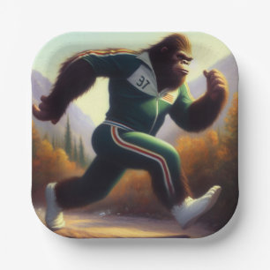 Bigfoot Running Paper Plate