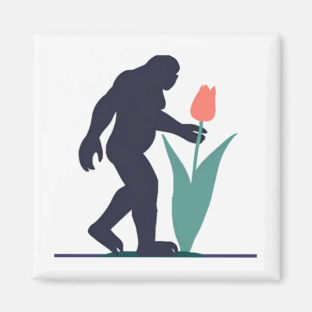 Bigfoot’s Easter Bloom: Funny Fantasy Magnet (Front)