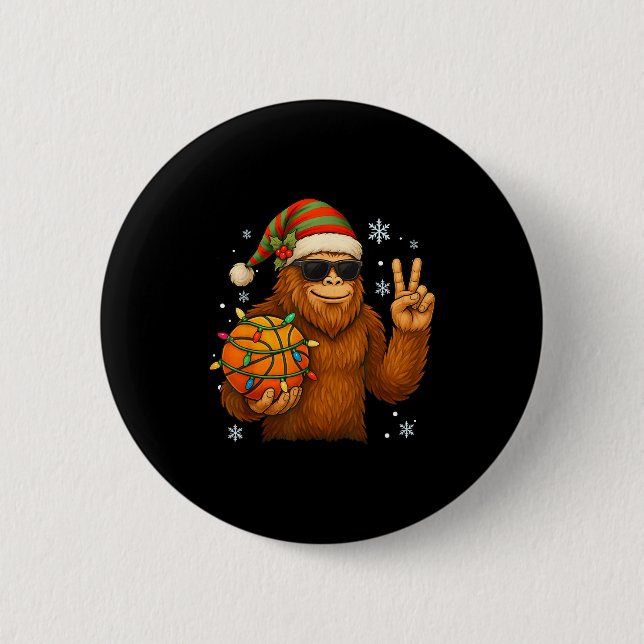 Bigfoot Santa Basketball Christmas  6 Cm Round Badge (Front)