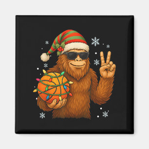 Bigfoot Santa Basketball Christmas  Magnet