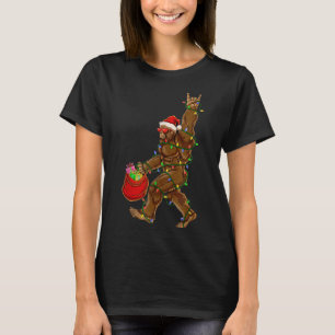 Bigfoot Santa Christmas Lights Rock Funny Sasquatc T-Shirt