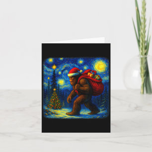 Bigfoot Santa Christmas Starry Night Sasquatch Van Card