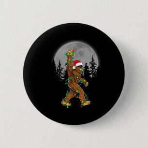 Bigfoot Santa Christmas Tree Lights Funny Xmas Sas 6 Cm Round Badge