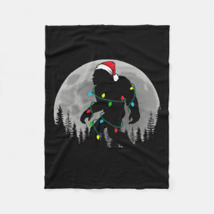 Bigfoot Santa Christmas Tree Lights Funny Xmas Sas Fleece Blanket