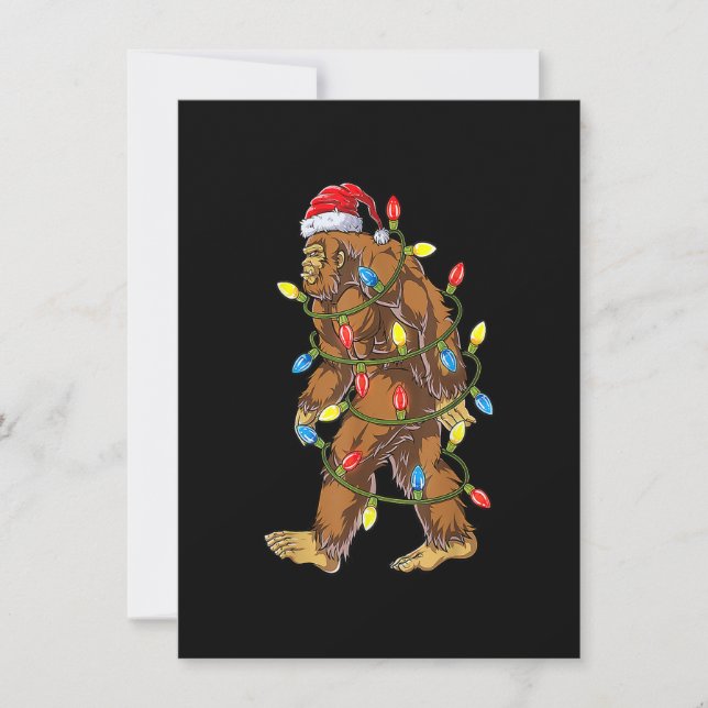Bigfoot Santa Christmas Tree Lights Funny Xmas Sas Invitation (Front)