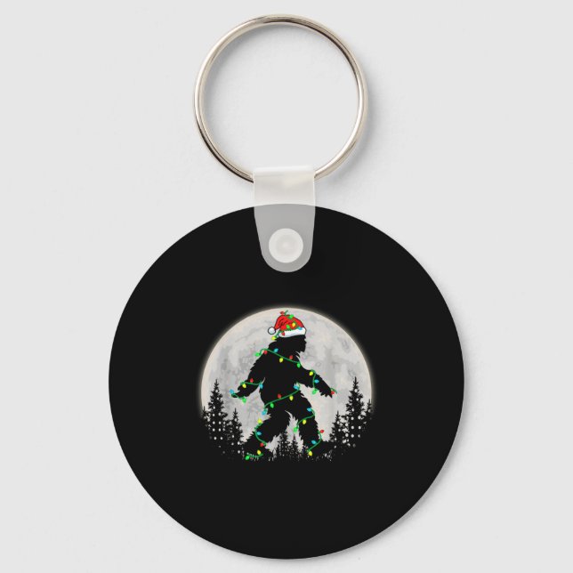 Bigfoot Santa Christmas Tree Lights Funny Xmas Sas Key Ring (Front)
