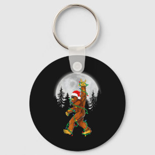 Bigfoot Santa Christmas Tree Lights Funny Xmas Sas Key Ring