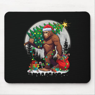 Bigfoot Santa Christmas Tree Lights Funny Xmas Sas Mouse Pad