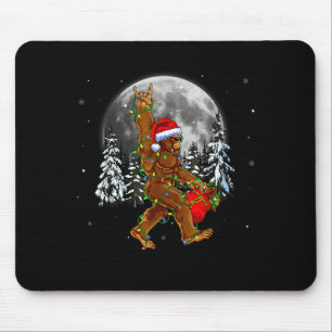 Bigfoot Santa Christmas Tree Lights Funny Xmas Sas Mouse Pad