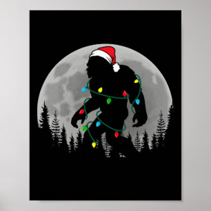 Bigfoot Santa Christmas Tree Lights Funny Xmas Sas Poster