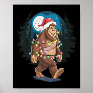 Bigfoot Santa Christmas Tree Lights Funny Xmas Sas Poster