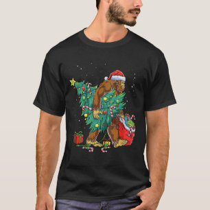 Bigfoot Santa Christmas Tree Lights Funny Xmas Sas T-Shirt