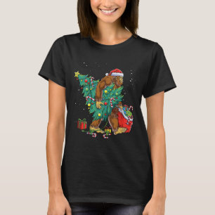 Bigfoot Santa Christmas Tree Lights Funny Xmas Sas T-Shirt
