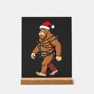 Bigfoot Santa Christmas Tree Lights Xmas Boys Men Acrylic Sign