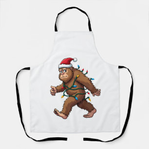 Bigfoot Santa Christmas Tree Lights Xmas Boys Men Apron
