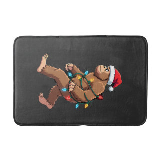 Bigfoot Santa Christmas Tree Lights Xmas Boys Men  Bath Mat