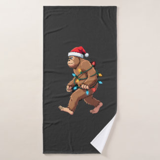 Bigfoot Santa Christmas Tree Lights Xmas Boys Men  Bath Towel