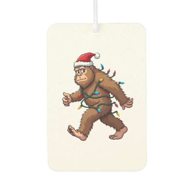 Bigfoot Santa Christmas Tree Lights Xmas Boys Men  Car Air Freshener (Front)