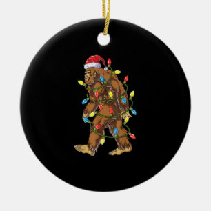 Bigfoot Santa Christmas Tree Lights Xmas Boys Men Ceramic Ornament