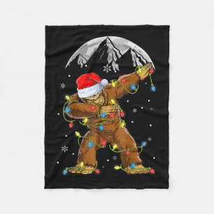 Bigfoot Santa Christmas Tree Lights Xmas Boys Men Fleece Blanket