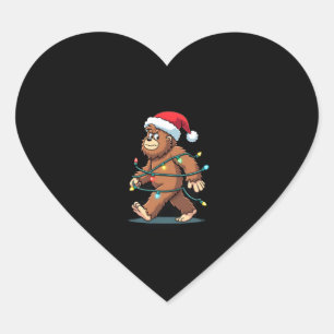 Bigfoot Santa Christmas Tree Lights Xmas Boys Men Heart Sticker