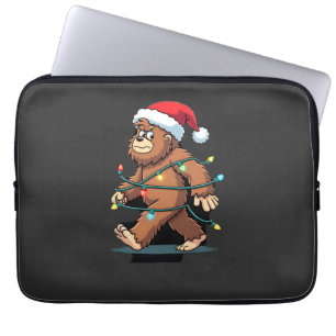 Bigfoot Santa Christmas Tree Lights Xmas Boys Men Laptop Sleeve