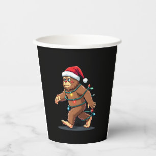 Bigfoot Santa Christmas Tree Lights Xmas Boys Men Paper Cups