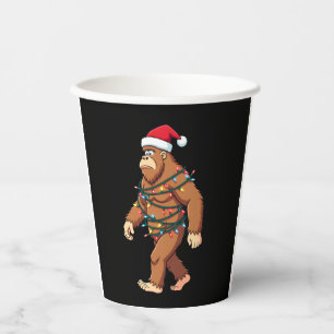 Bigfoot Santa Christmas Tree Lights Xmas Boys Men Paper Cups