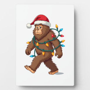 Bigfoot Santa Christmas Tree Lights Xmas Boys Men  Plaque