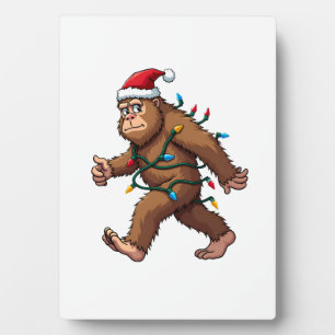 Bigfoot Santa Christmas Tree Lights Xmas Boys Men  Plaque