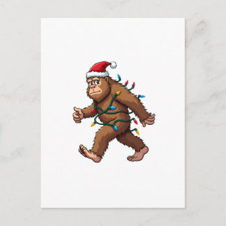 Bigfoot Santa Christmas Tree Lights Xmas Boys Men Postcard