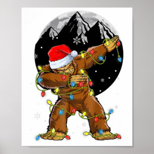 Bigfoot Santa Christmas Tree Lights Xmas Boys Men  Poster