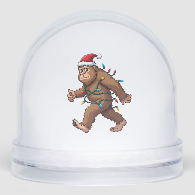 Bigfoot Santa Christmas Tree Lights Xmas Boys Men  Snowglobe (Front)