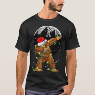 Bigfoot Santa Christmas Tree Lights Xmas Boys Men  T-Shirt