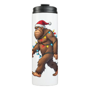 Bigfoot Santa Christmas Tree Lights Xmas Boys Men  Thermal Tumbler