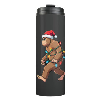 Bigfoot Santa Christmas Tree Lights Xmas Boys Men  Thermal Tumbler