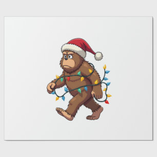 Bigfoot Santa Christmas Tree Lights Xmas Boys Men Wrapping Paper