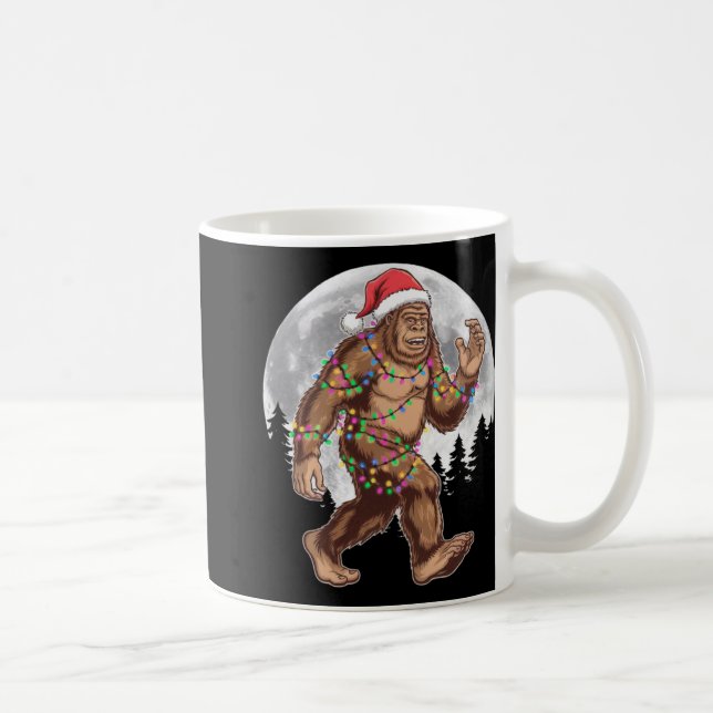 Bigfoot Santa Christmas Tree Lights Xmas Sasquatch Coffee Mug (Right)