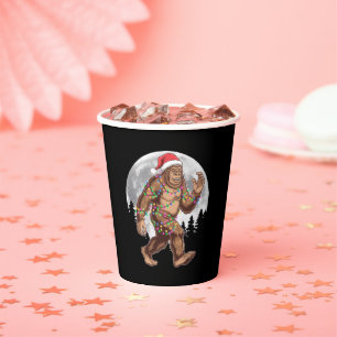 Bigfoot Santa Christmas Tree Lights Xmas Sasquatch Paper Cups