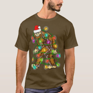 Bigfoot Santa Christmas Tree Lights Xmas T-Shirt