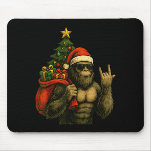 Bigfoot Santa Christmas Tree Rock On Funny Xmas Sa Mouse Pad